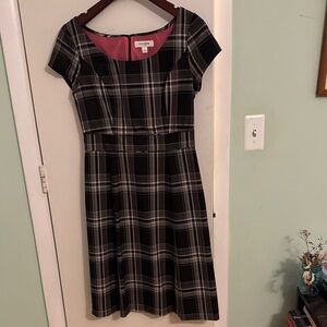 Isaac Mizrahi Black and White Plaid Midi Dress